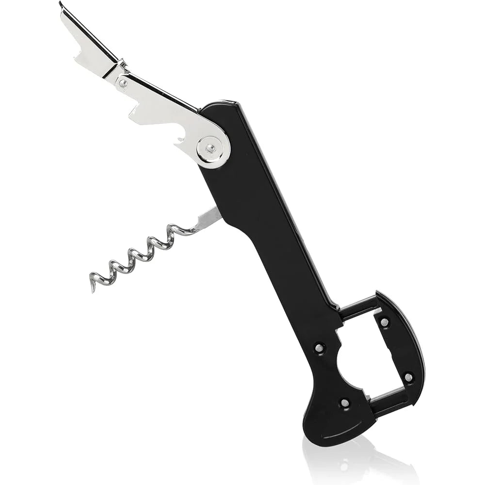 Durable Stainless Steel Double Hinged Waiters Corkscrew with Foil Cutter