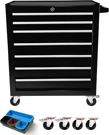 Tool Cart with 7 Organizer Tray Divider Set & Wheels