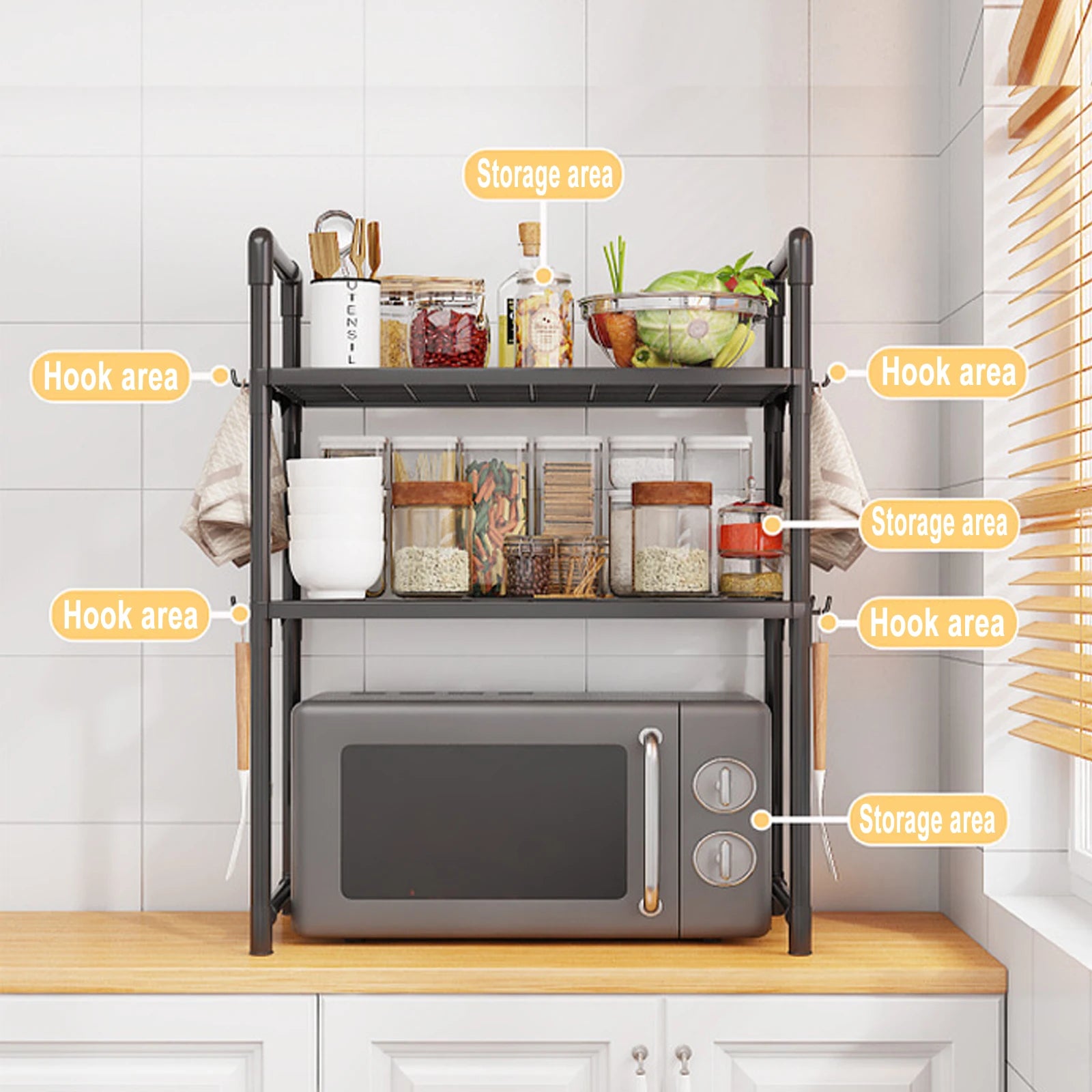 Microwave Shelf Kitchen Storage Rack Organizer