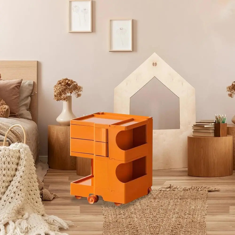 360° Rotating End Table - 2-Tier Modern Nightstand w/ Removable Shelves