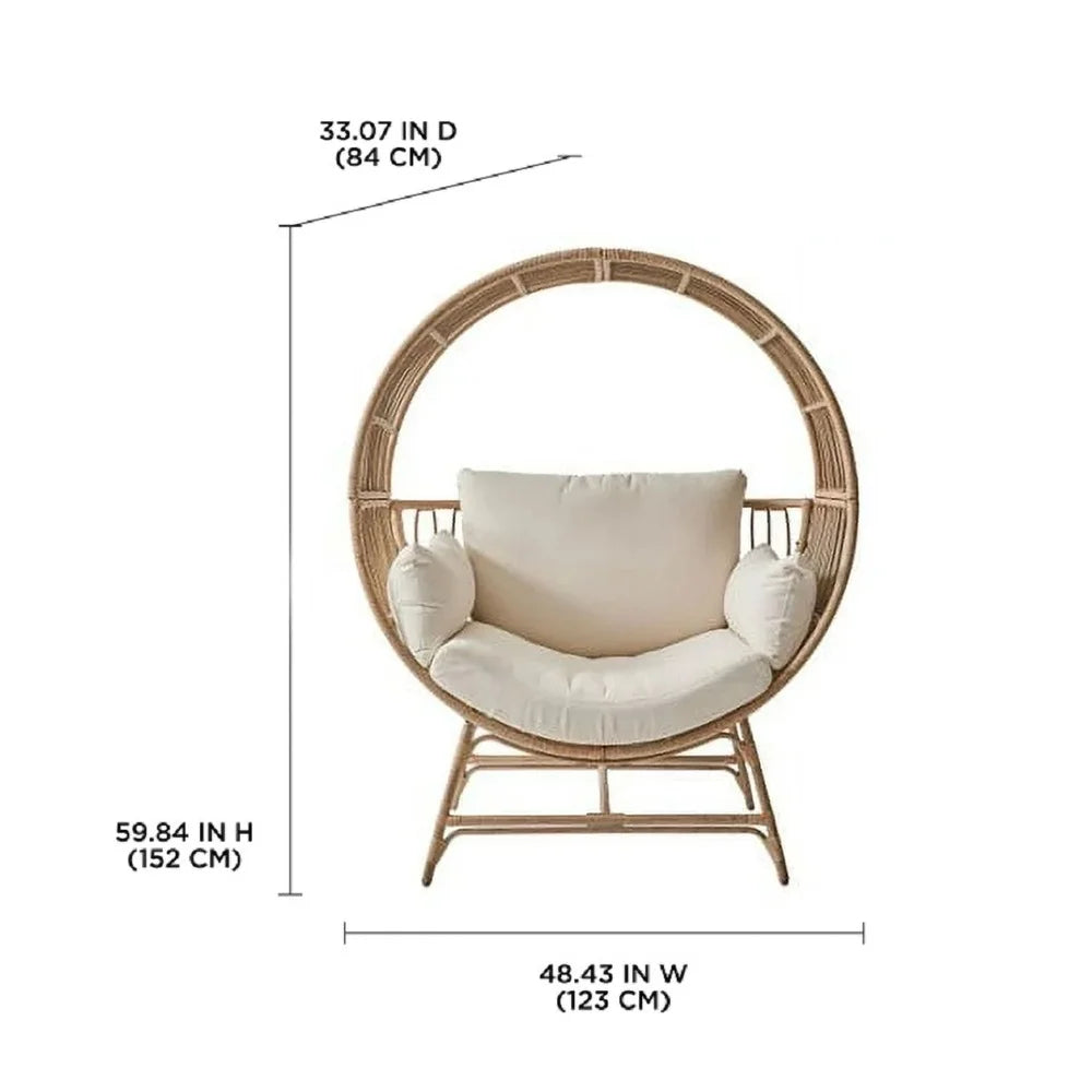 Outdoor Wicker Egg Chair with Cushions Patio Balcony