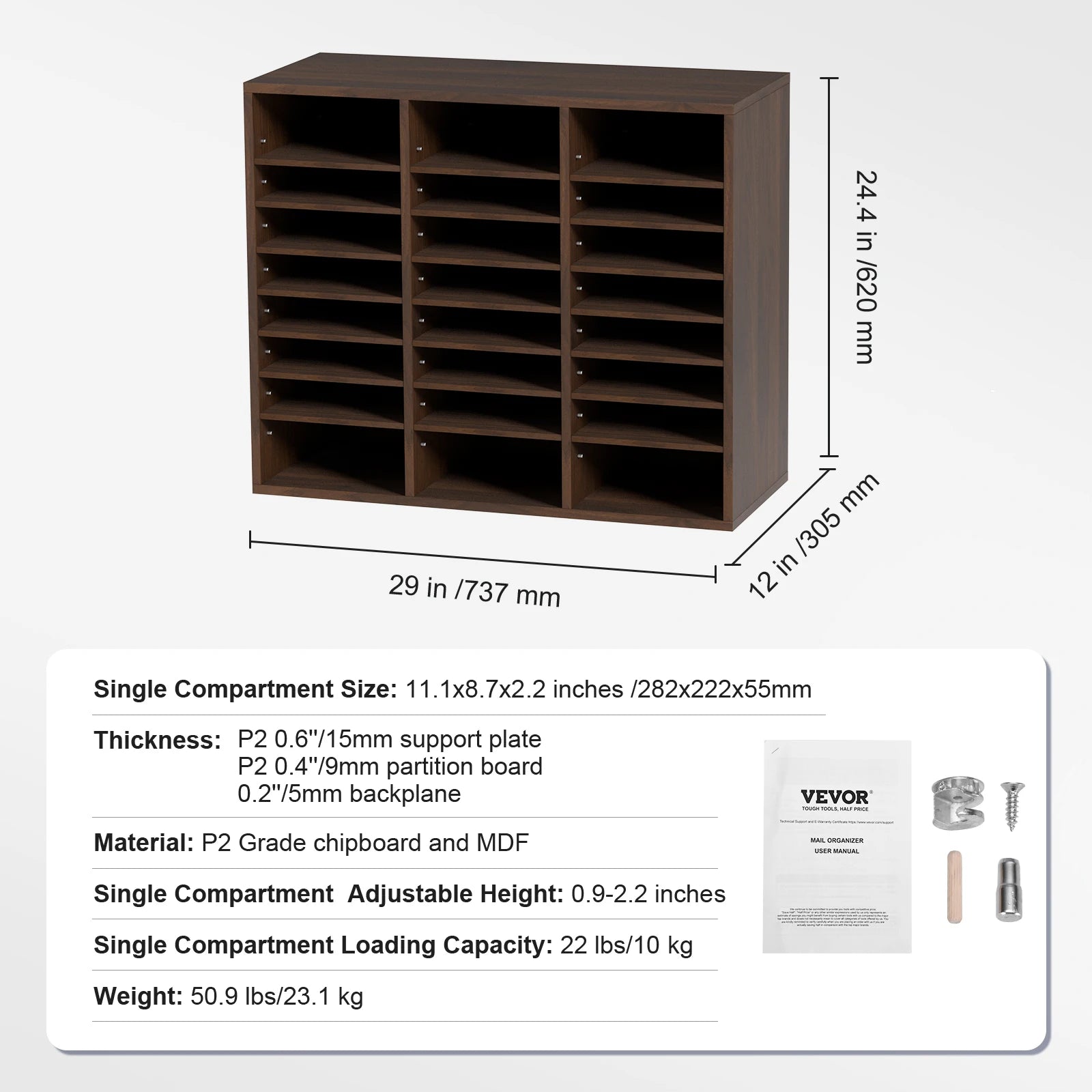 Literature Organizers 5/12/24/36 Compartments Office Mailbox w/ Adjustable Shelves