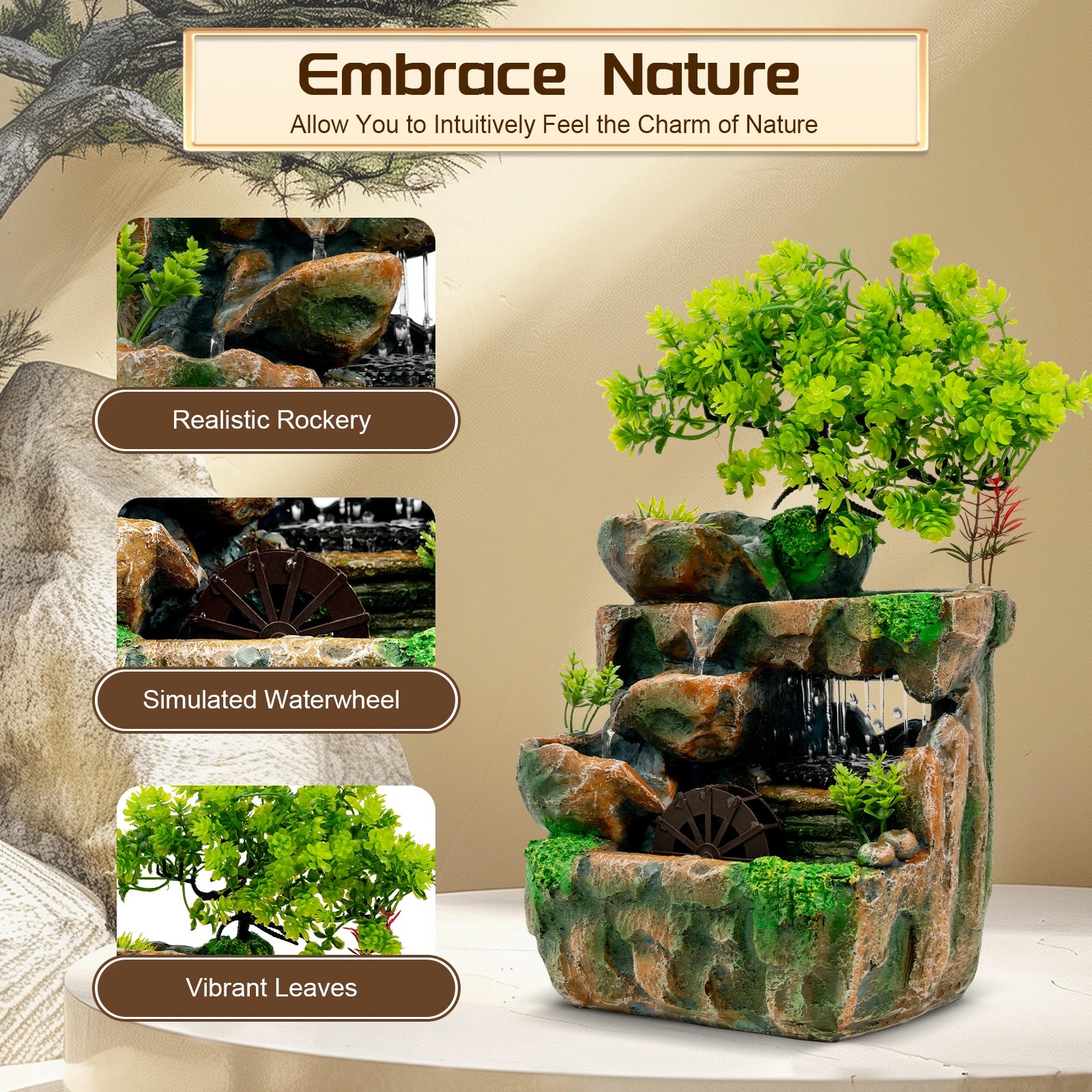 Resin Fountain Ornament w/ LED Light