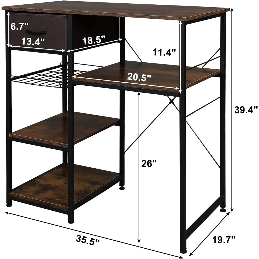 Bakers Racks for Kitchens with Storage Mini Fridge Stand