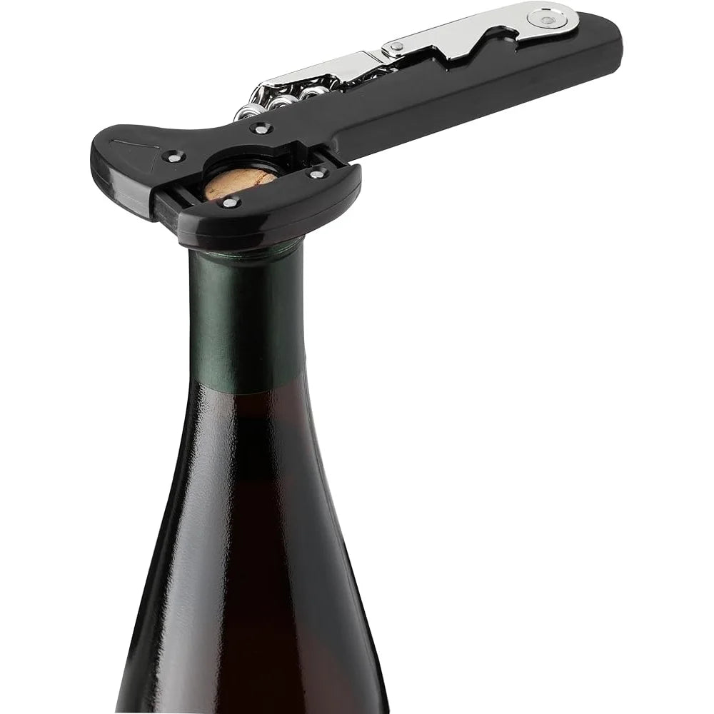 Durable Stainless Steel Double Hinged Waiters Corkscrew with Foil Cutter