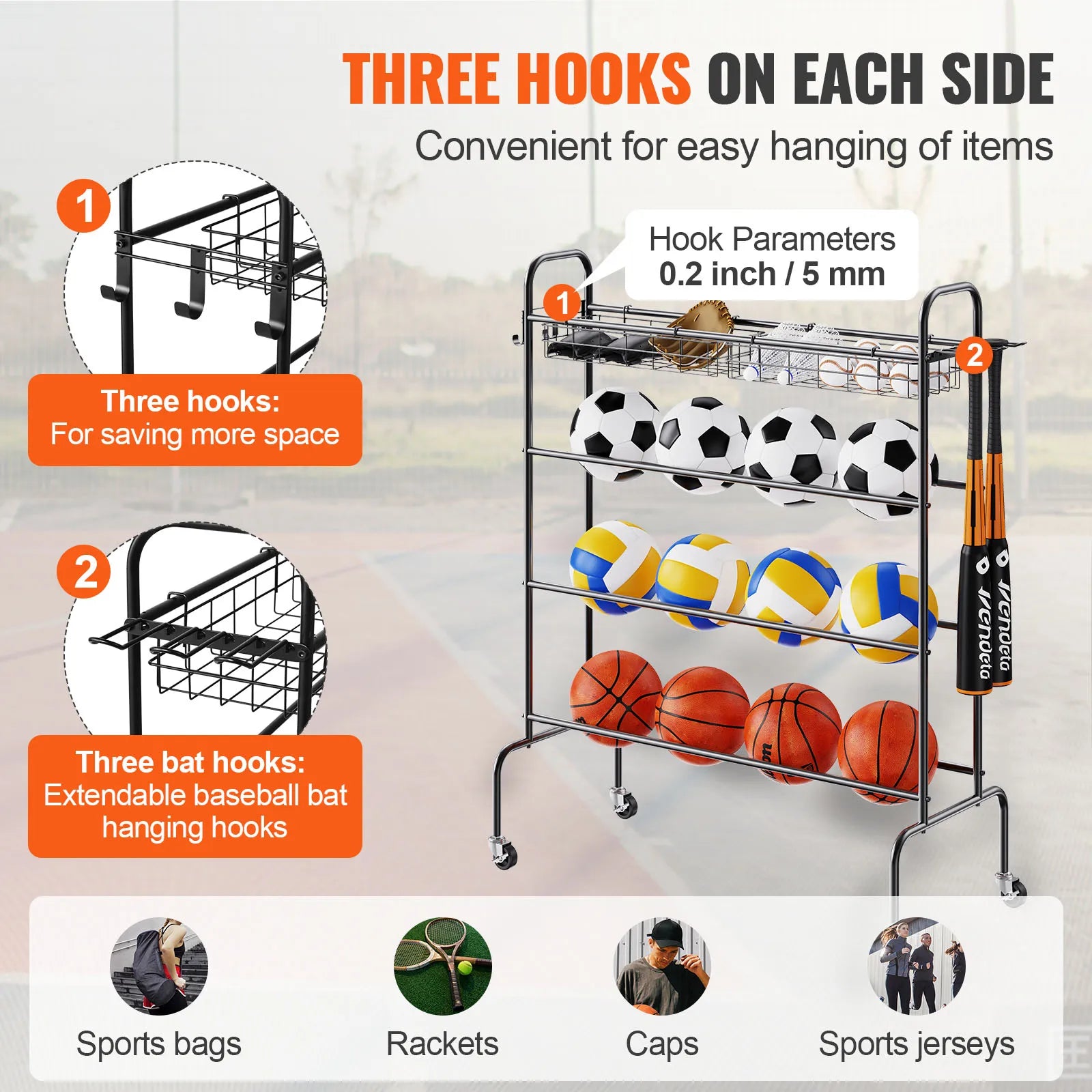 4-Layers Basketball Rack  Shooting Training Stand with Wheels