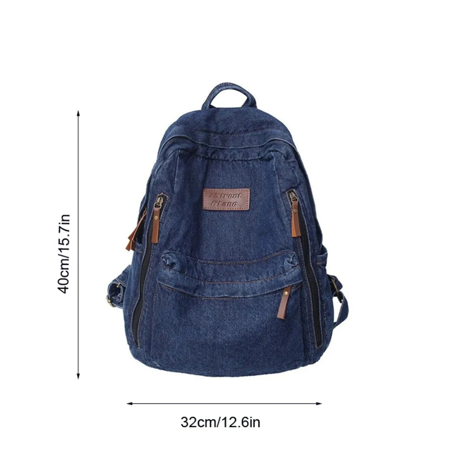 Denim Backpack  Classic Retro School Bag