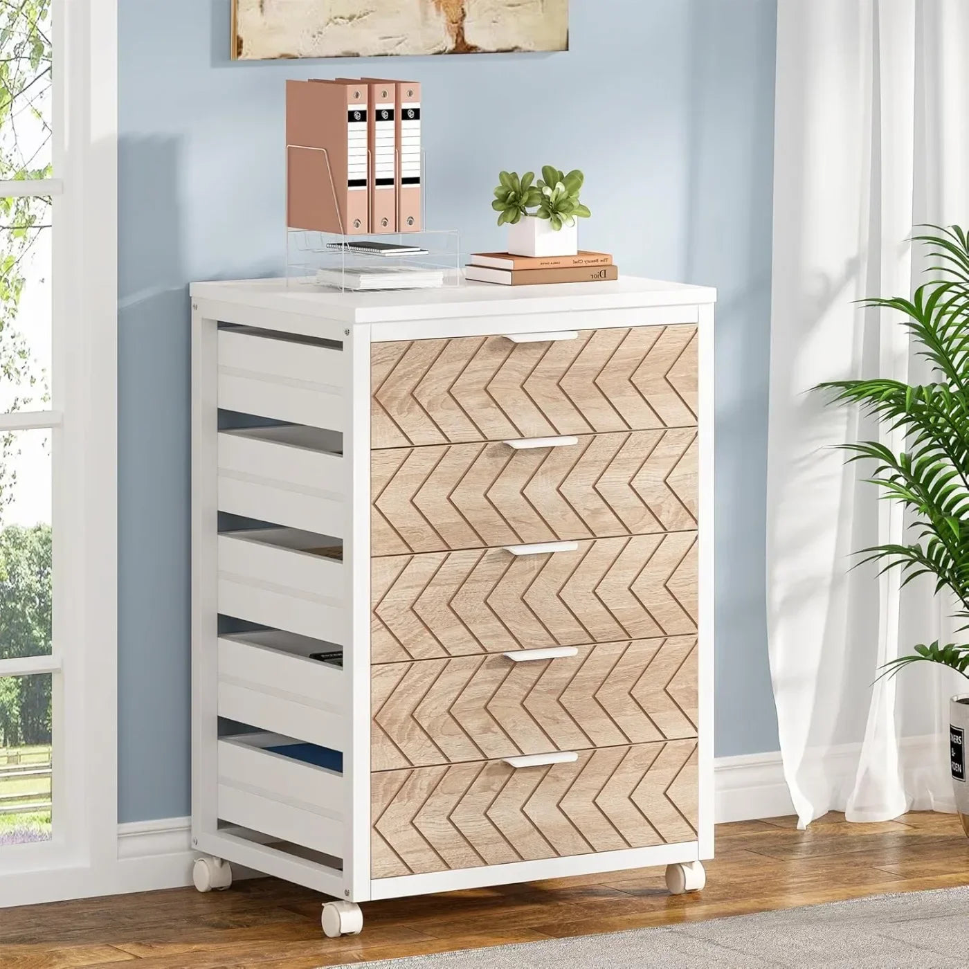 Office Cabinet with Drawers & Wheels