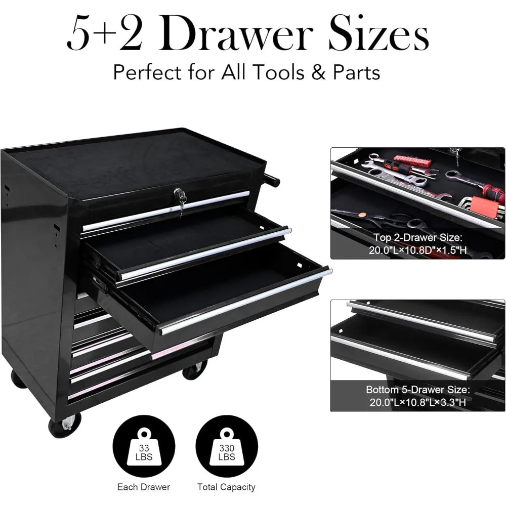 Tool Cart with 7 Organizer Tray Divider Set & Wheels