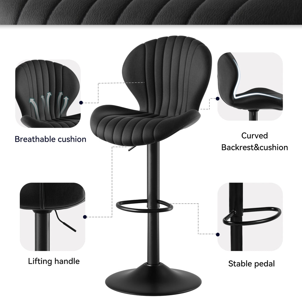 2 Pcs Set Dining Chair Backrest Bar Stools Adjustable Height Rotating Kitchen Home Furniture