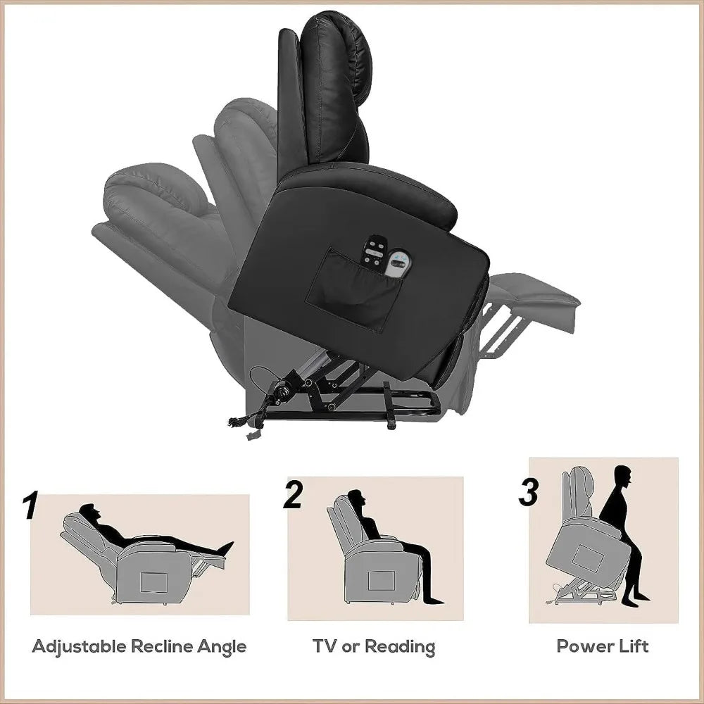 Power Lift Recliner Chair PU Leather with Massage