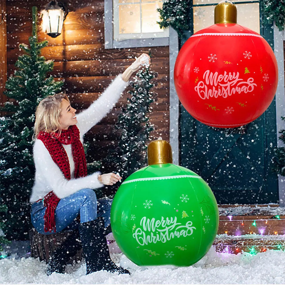 24 Inch Giant Inflatable Christmas Ball Large Outdoor Decorated