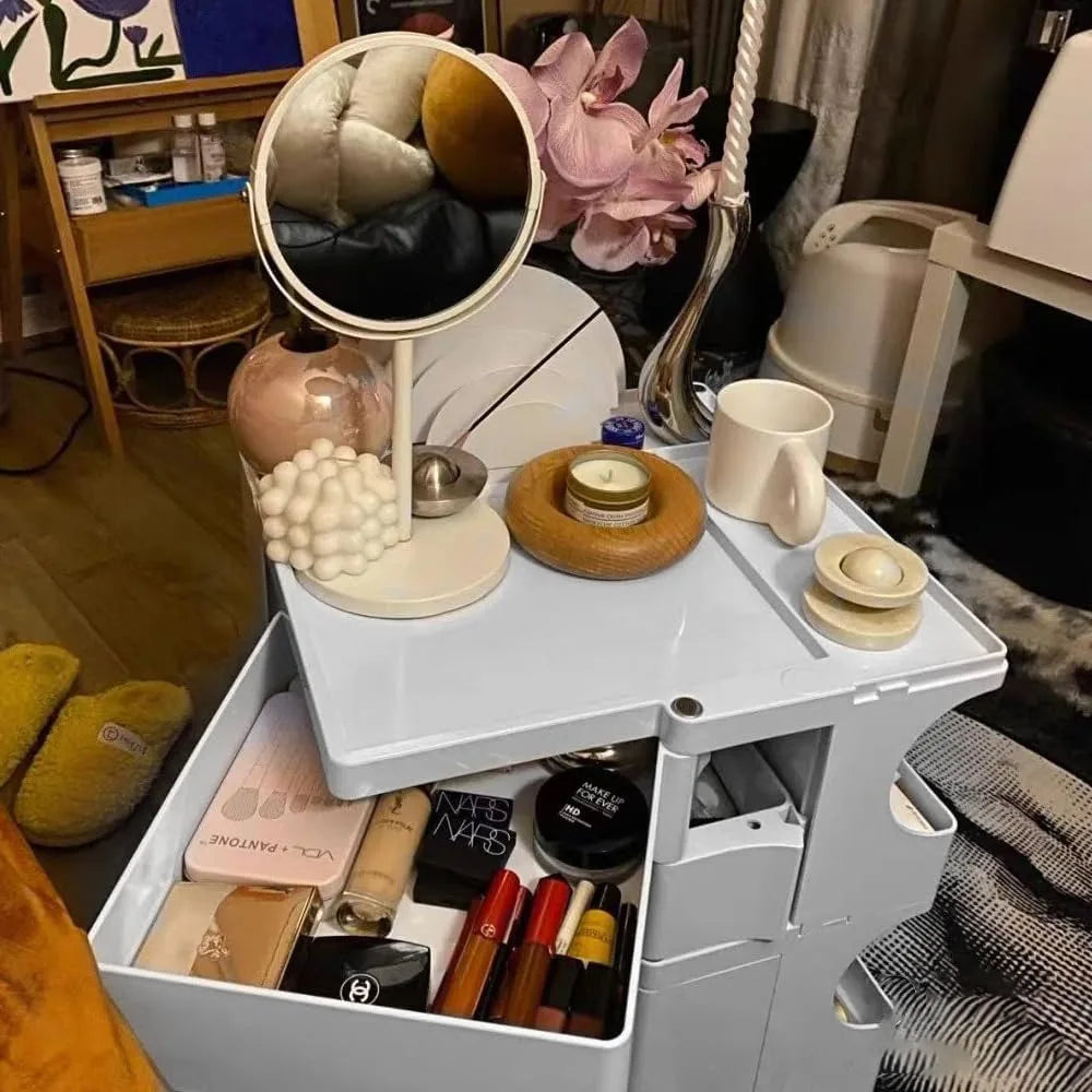 360° Rotating End Table - 2-Tier Modern Nightstand w/ Removable Shelves