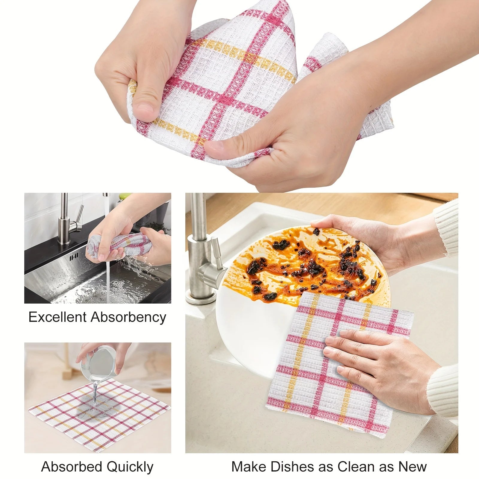 12pcs Soft Absorbent Dishwashing Towels