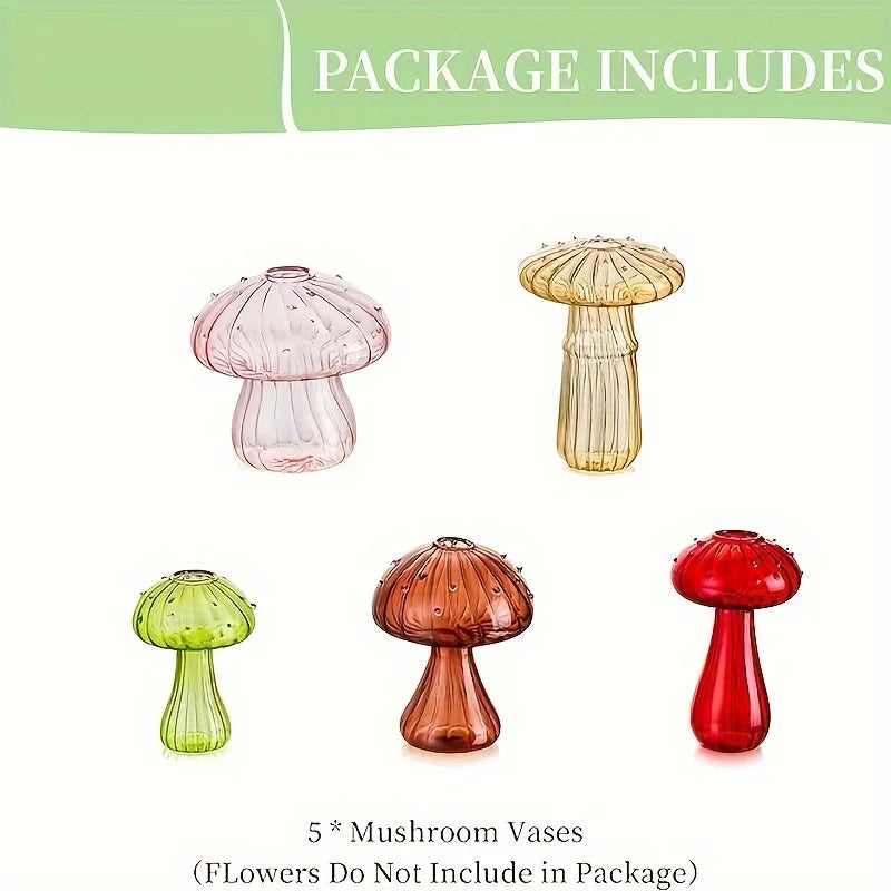 5 Colors Plant Mushroom Glass Vase
