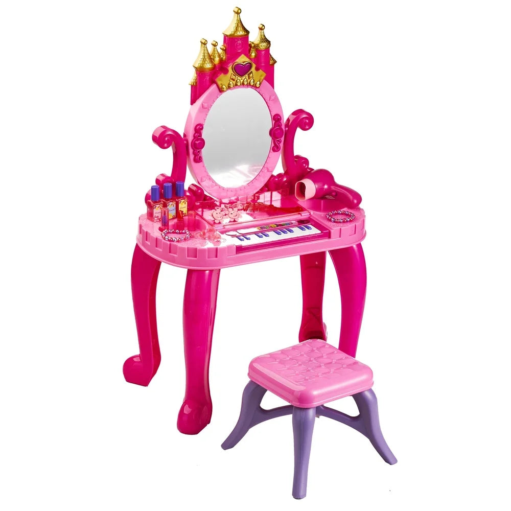 Children's Play Vanity Set with Music Lights Stool