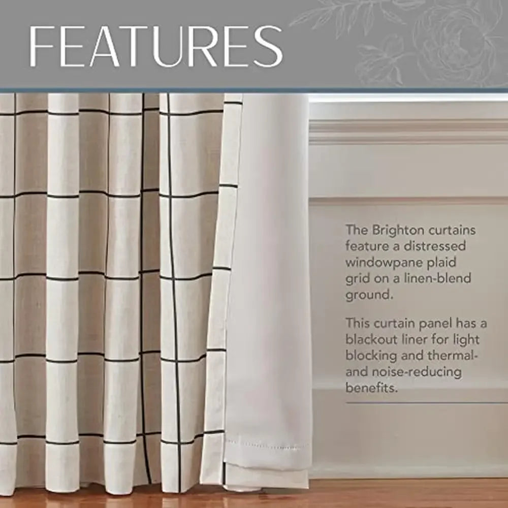 Brighton Plaid Blackout Window Curtain Rustic Farmhouse Style Panel