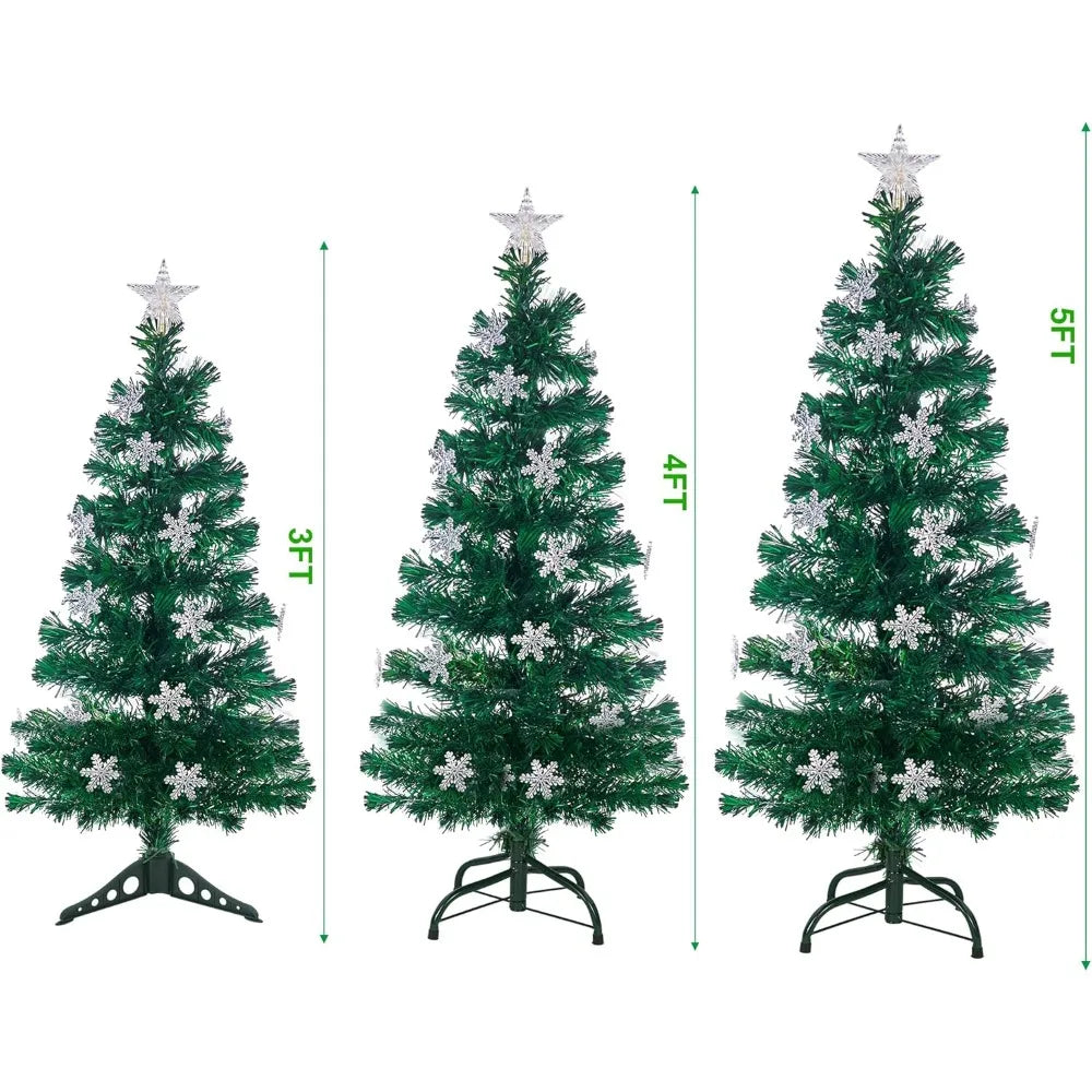 Pre-Lit Artificial Christmas Tree, Lighted Optical Fiber with RGB Color Changing LED Lights