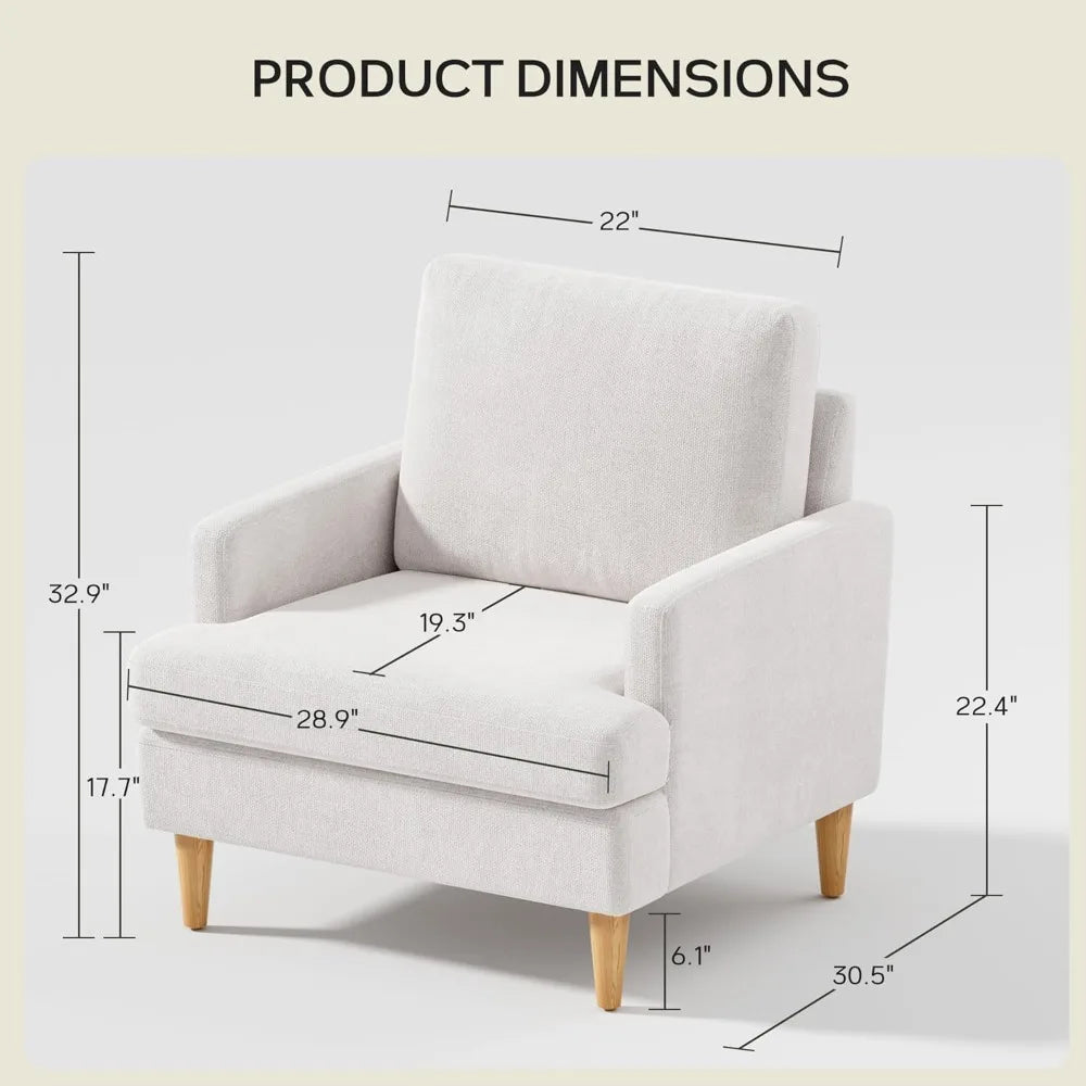 Accent Chairs Set of 2, Modern Comfy Chenille Armchair