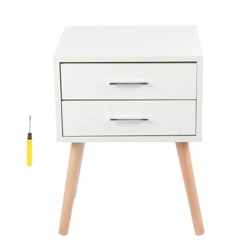 Stable Bedside Table with Two Drawers Nightstand