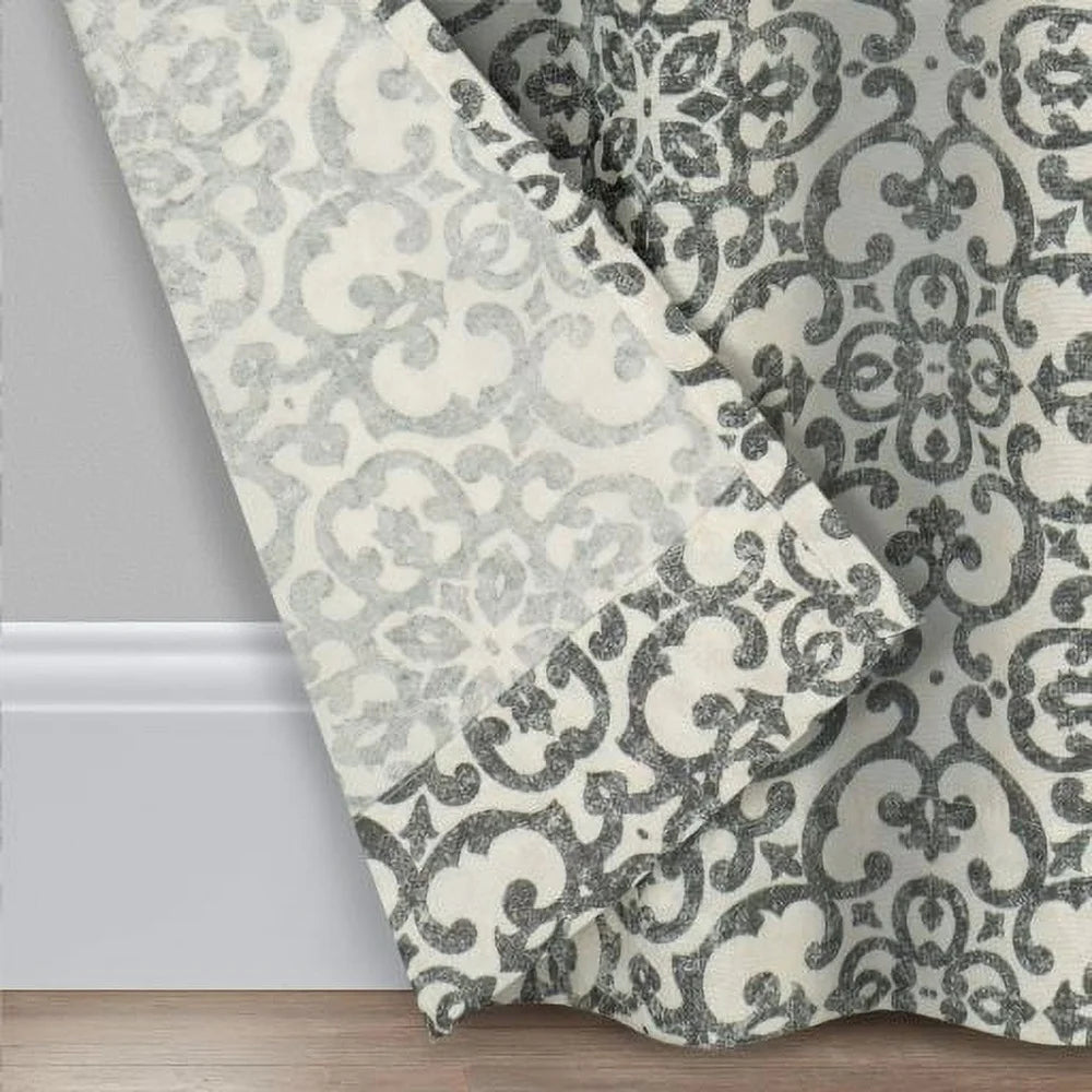 Window Curtains Rod Pocket Semi Sheer Medallion Print 2-Pack