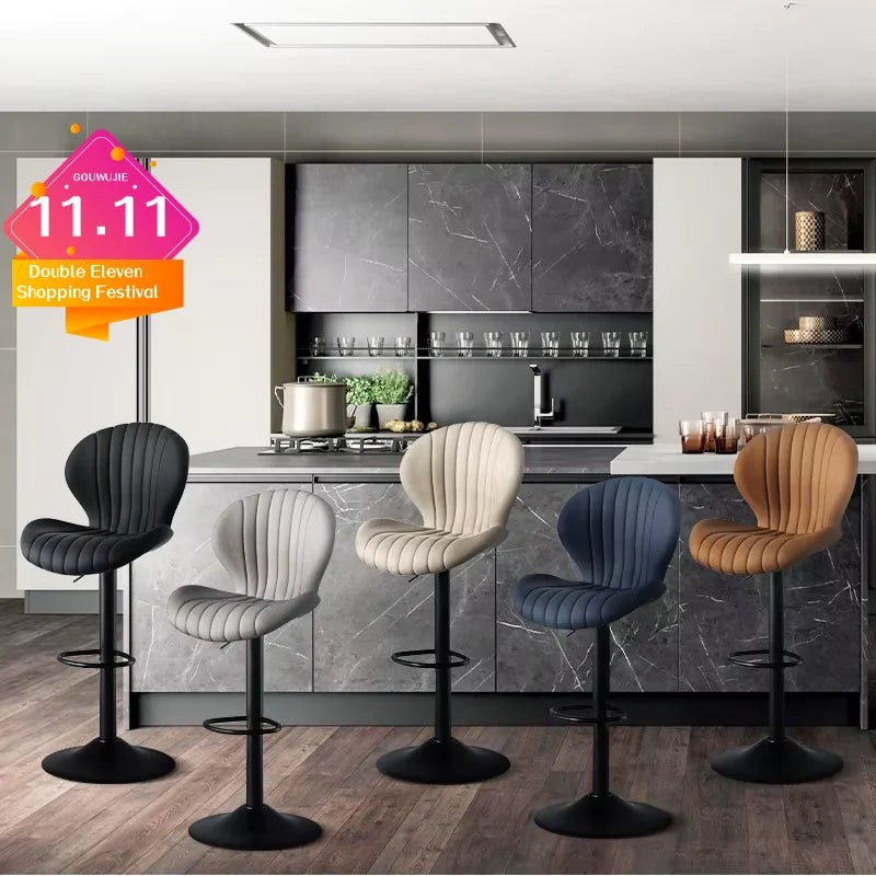 2 Pcs Set Dining Chair Backrest Bar Stools Adjustable Height Rotating Kitchen Home Furniture