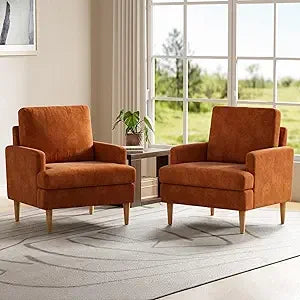 Accent Chairs Set of 2, Modern Comfy Chenille Armchair