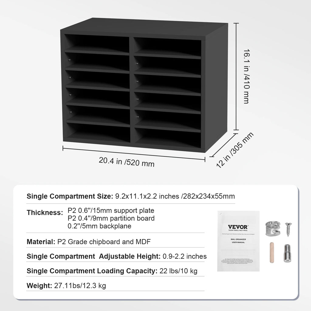 Literature Organizers 5/12/24/36 Compartments Office Mailbox w/ Adjustable Shelves