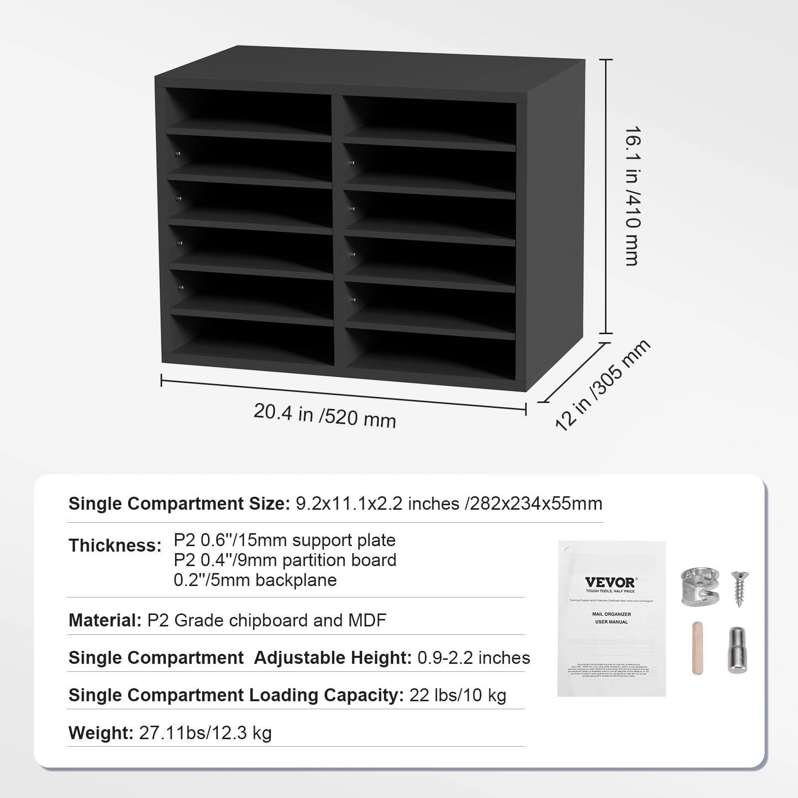 Literature Organizers 5/12/24/36 Compartments Office Mailbox w/ Adjustable Shelves