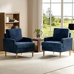 Accent Chairs Set of 2, Modern Comfy Chenille Armchair