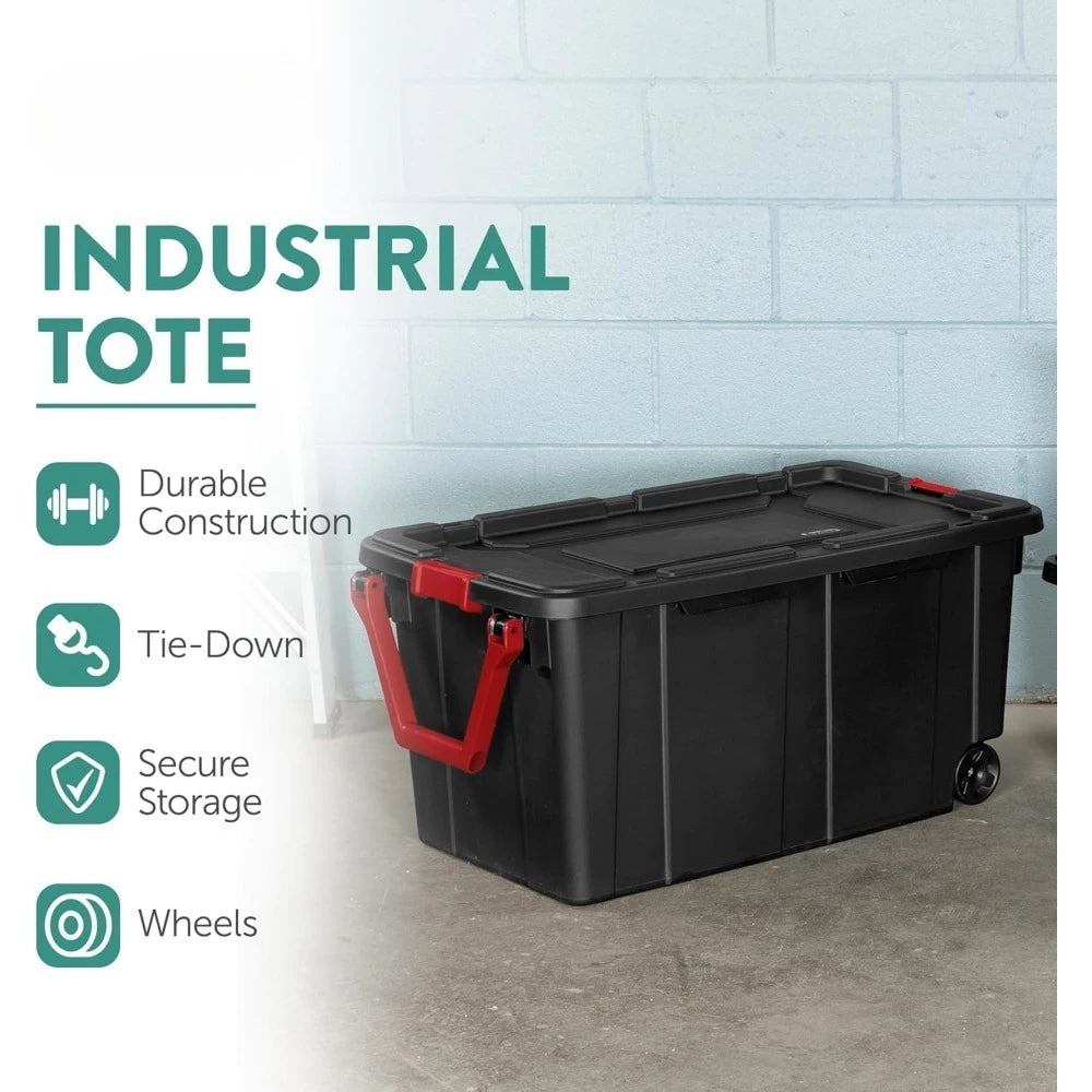 4-Pack 40 Gallon Storage Boxes, Heavy-Duty  Bins w/Lids and Wheels