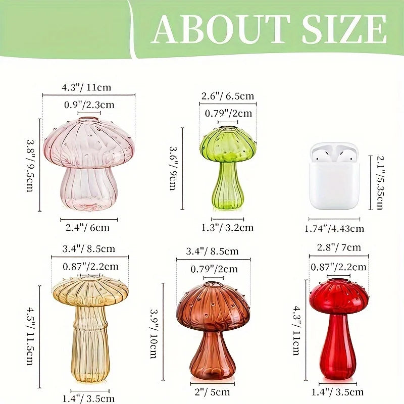5 Colors Plant Mushroom Glass Vase
