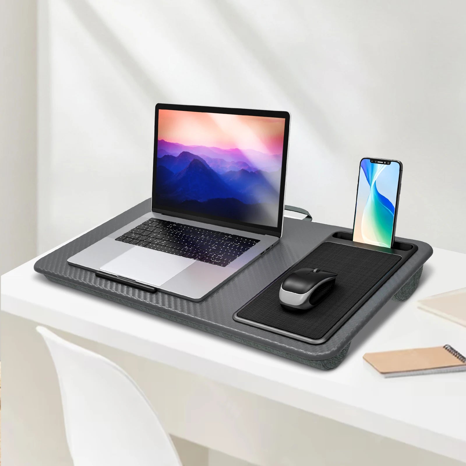 Lap Desk  Pro Mouse Pad and Phone Holder 21.1x12inch Anti-Slip Strip PORTABLE LIGHTWEIGHT