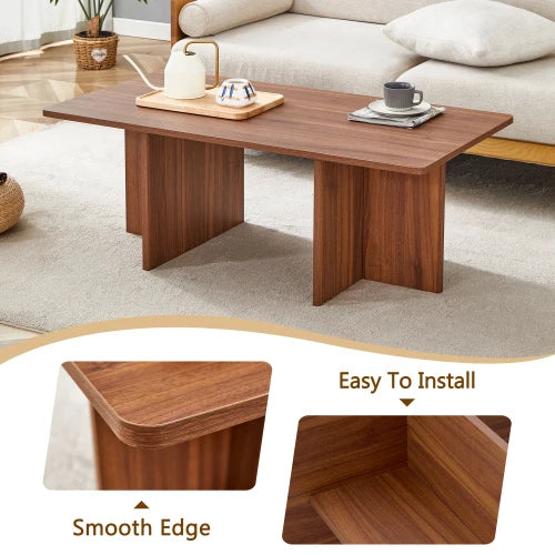 Modern Rectangle Living Room Table, Farmhouse Wood