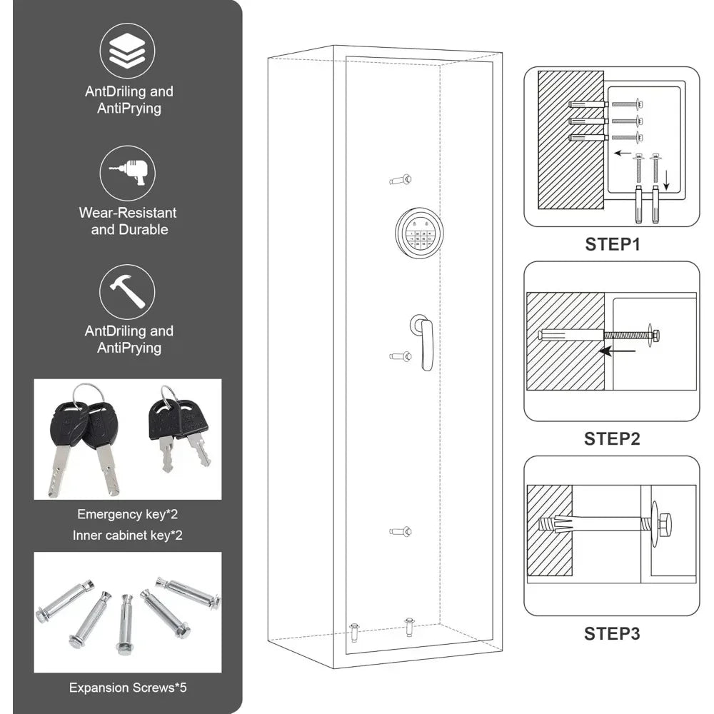 5-Gun Capacity Safe with Drawer And Removable Shelf