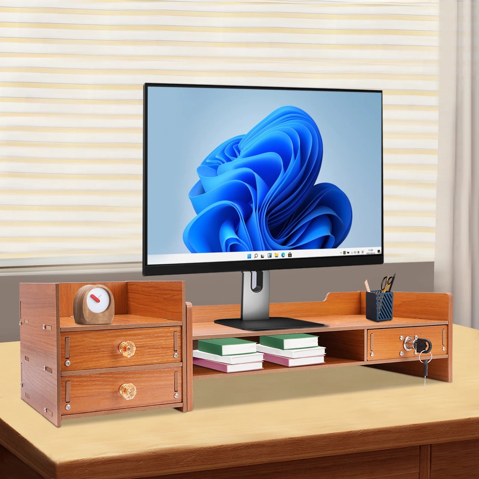 Monitor Stand with Drawers Desk Organizer