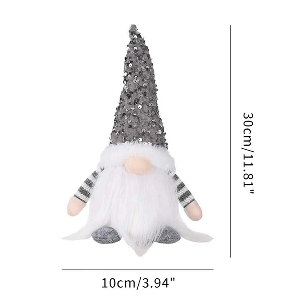 30cm Sequin Christmas Doll Elf Gnome Dolls with Led Light