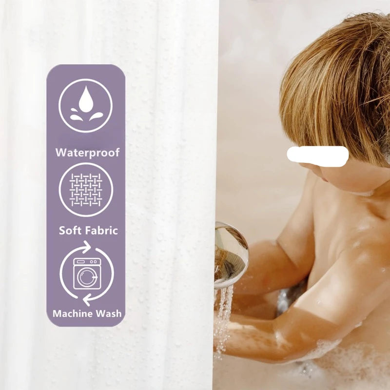 Waterproof Fabric Shower Curtain Liner with 6 Magnets,Soft Cloth & Light-Weight