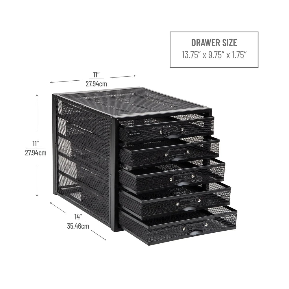 5 Drawer File Storage Organizer Efficient Workspace Accessory