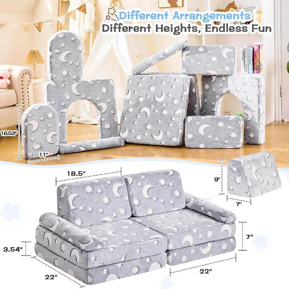 Modular Play Couch, Sectional Sofa, Convertible Foam & Floor