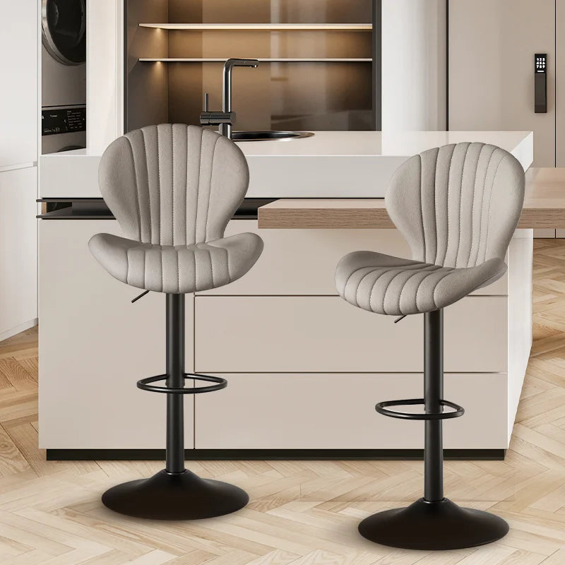 2 Pcs Set Dining Chair Backrest Bar Stools Adjustable Height Rotating Kitchen Home Furniture