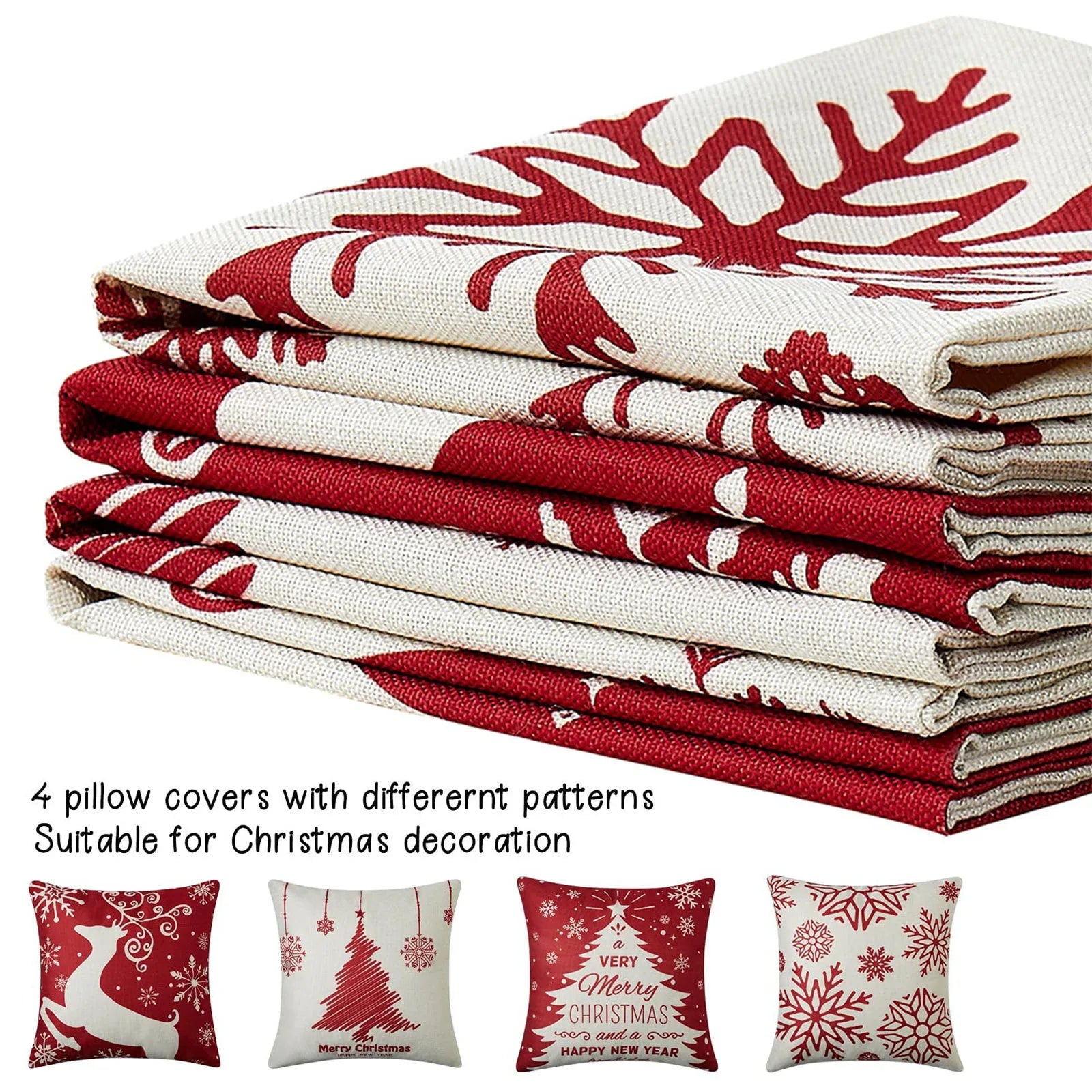 Christmas Decorations Throw Pillow Covers Set Of 4