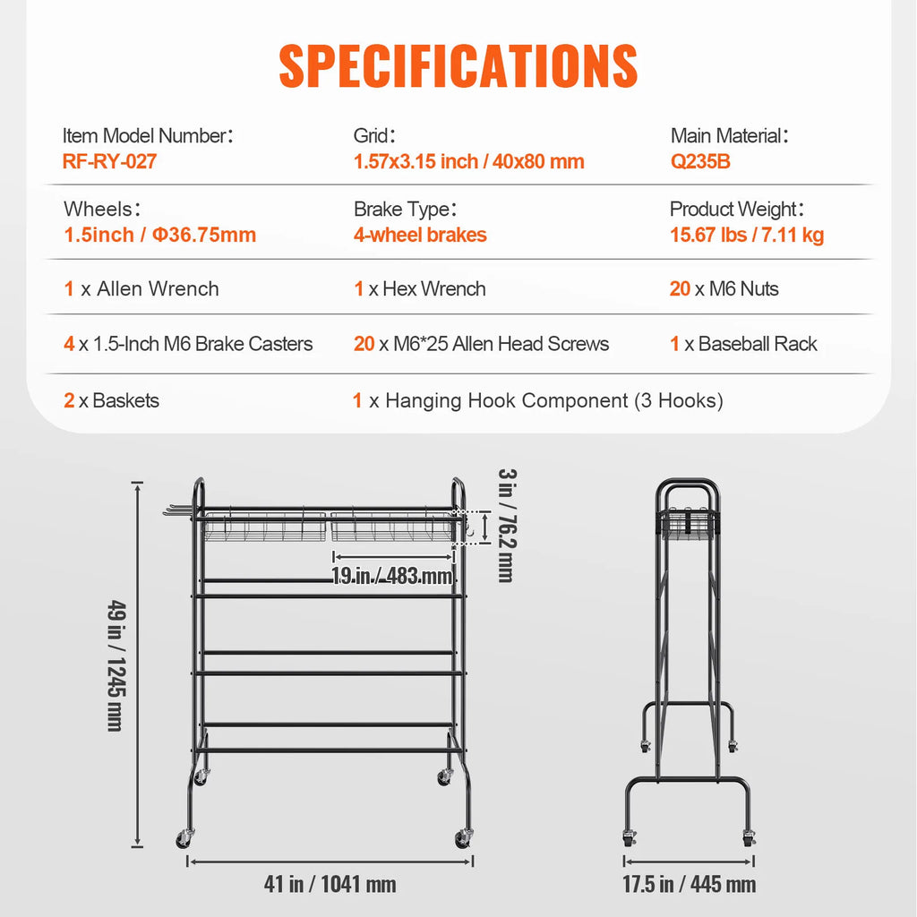4-Layers Basketball Rack  Shooting Training Stand with Wheels