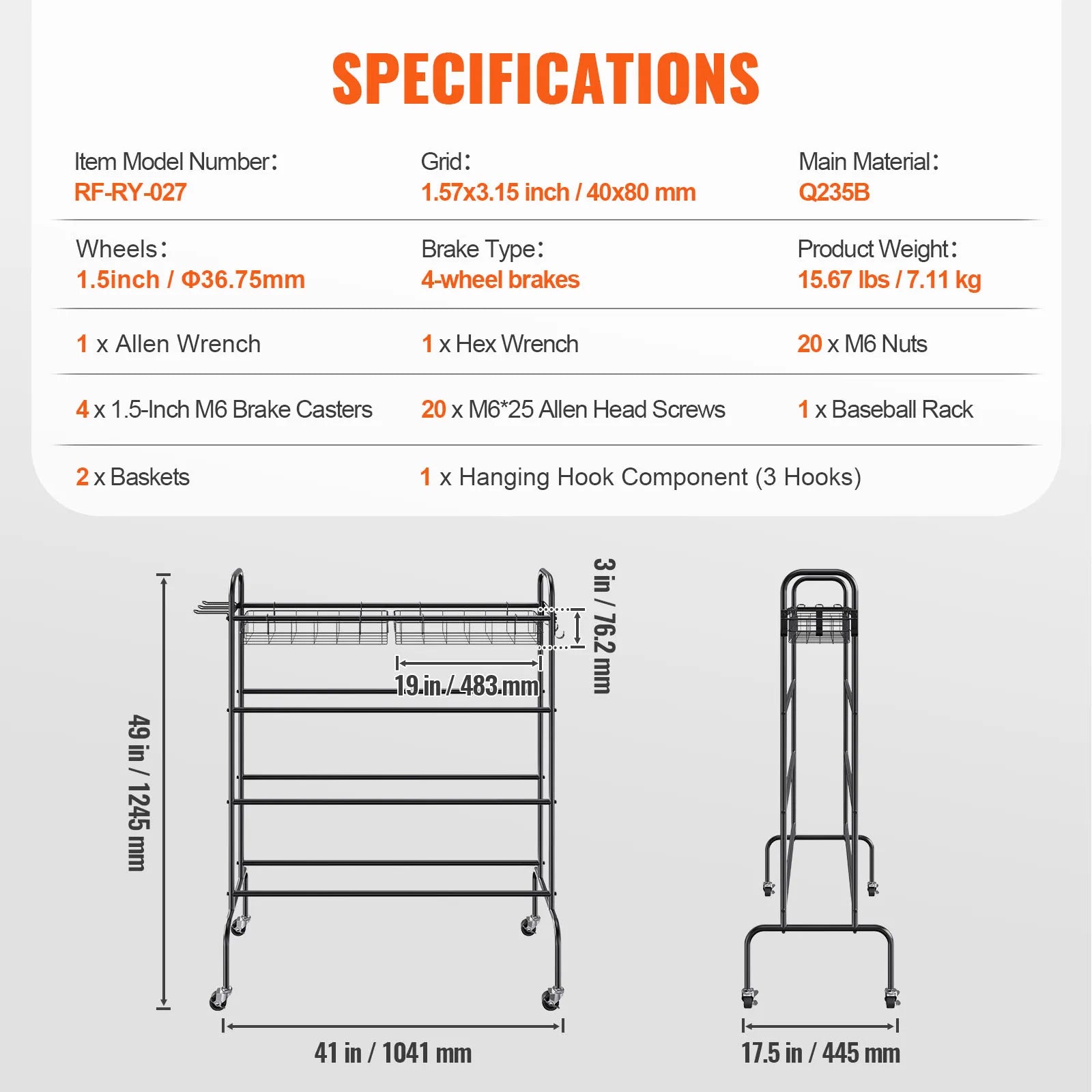 4-Layers Basketball Rack  Shooting Training Stand with Wheels