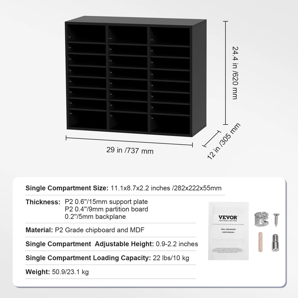 Literature Organizers 5/12/24/36 Compartments Office Mailbox w/ Adjustable Shelves