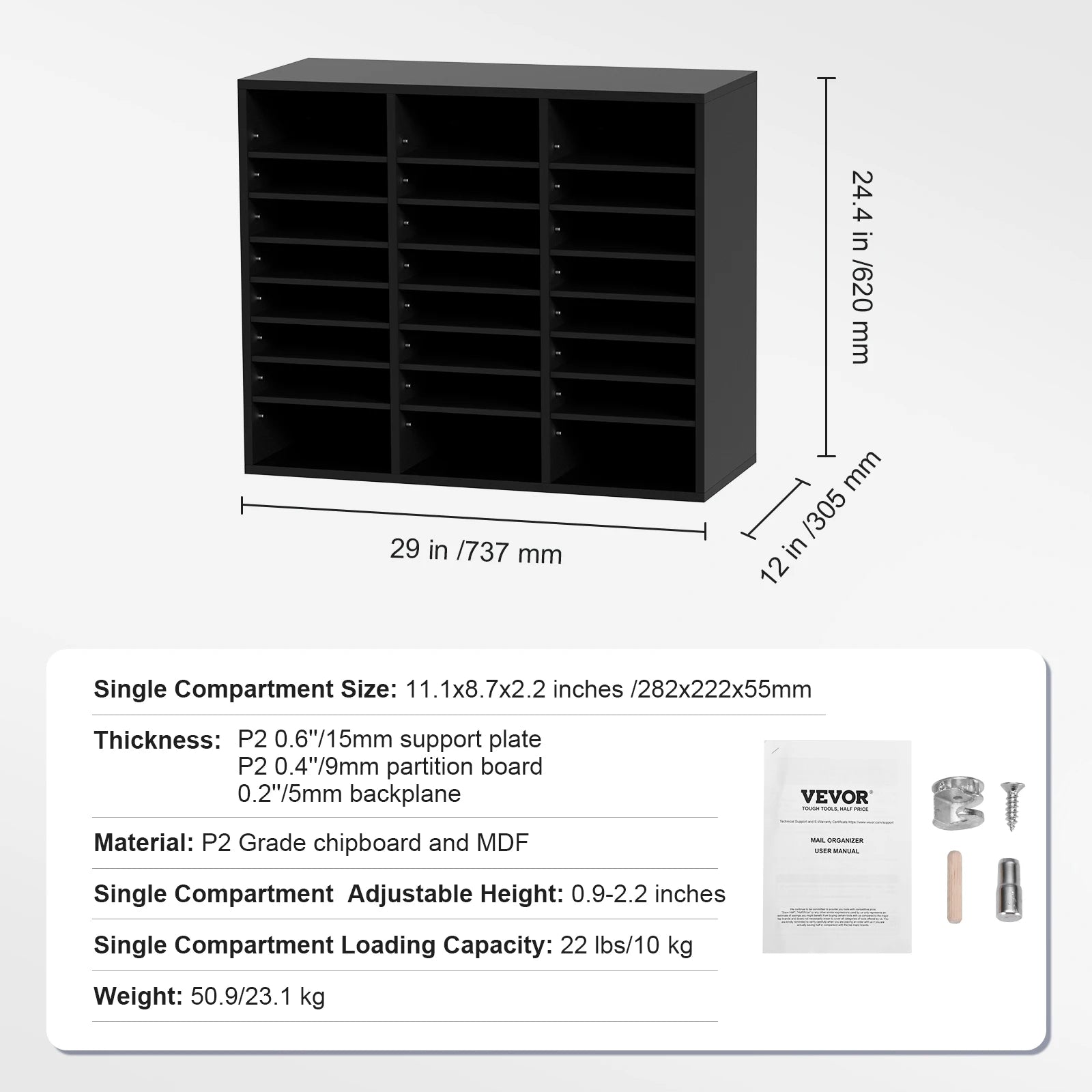 Literature Organizers 5/12/24/36 Compartments Office Mailbox w/ Adjustable Shelves