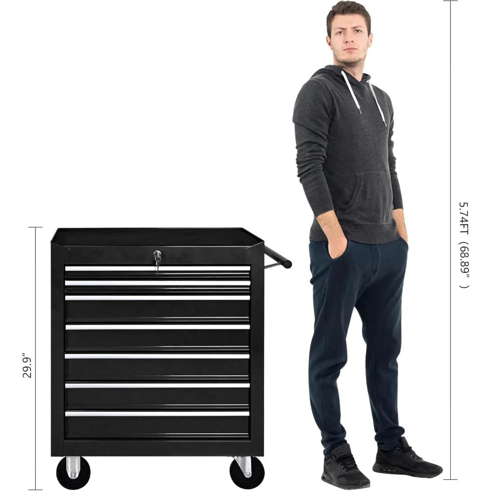 Tool Cart with 7 Organizer Tray Divider Set & Wheels