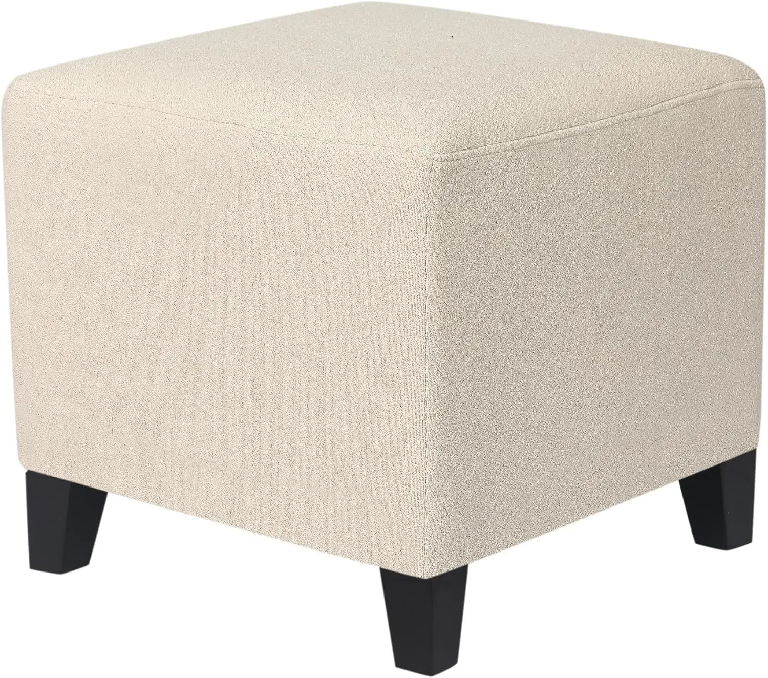 Square Ottoman Fabric Cube Foot Rest Stool with Wooden Legs