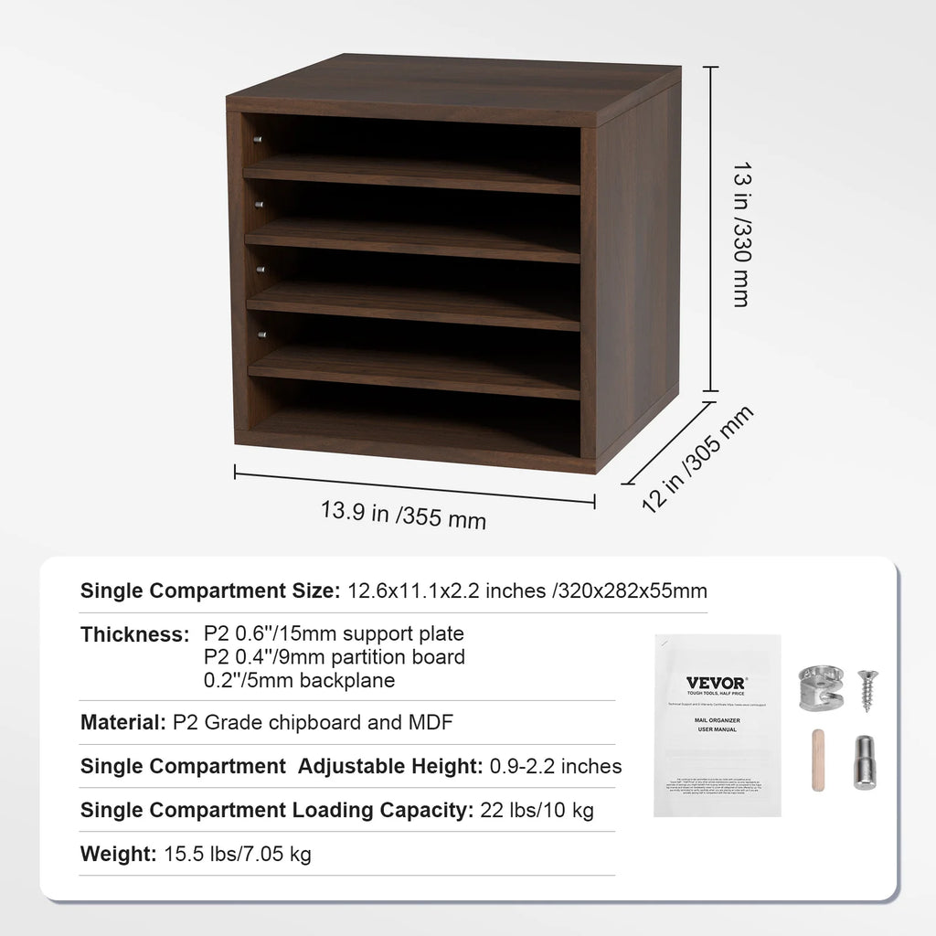 Literature Organizers 5/12/24/36 Compartments Office Mailbox w/ Adjustable Shelves