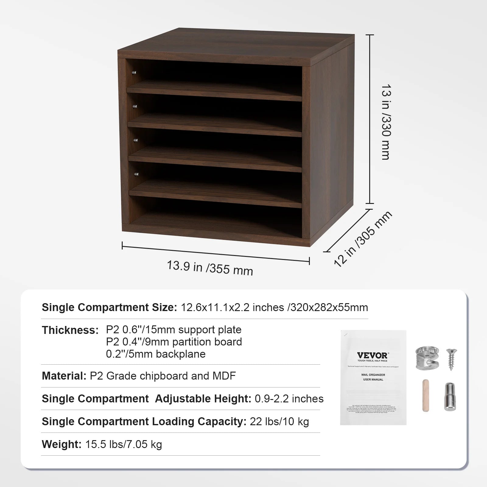 Literature Organizers 5/12/24/36 Compartments Office Mailbox w/ Adjustable Shelves